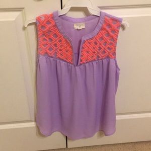 Light purple and Neon pink blouse